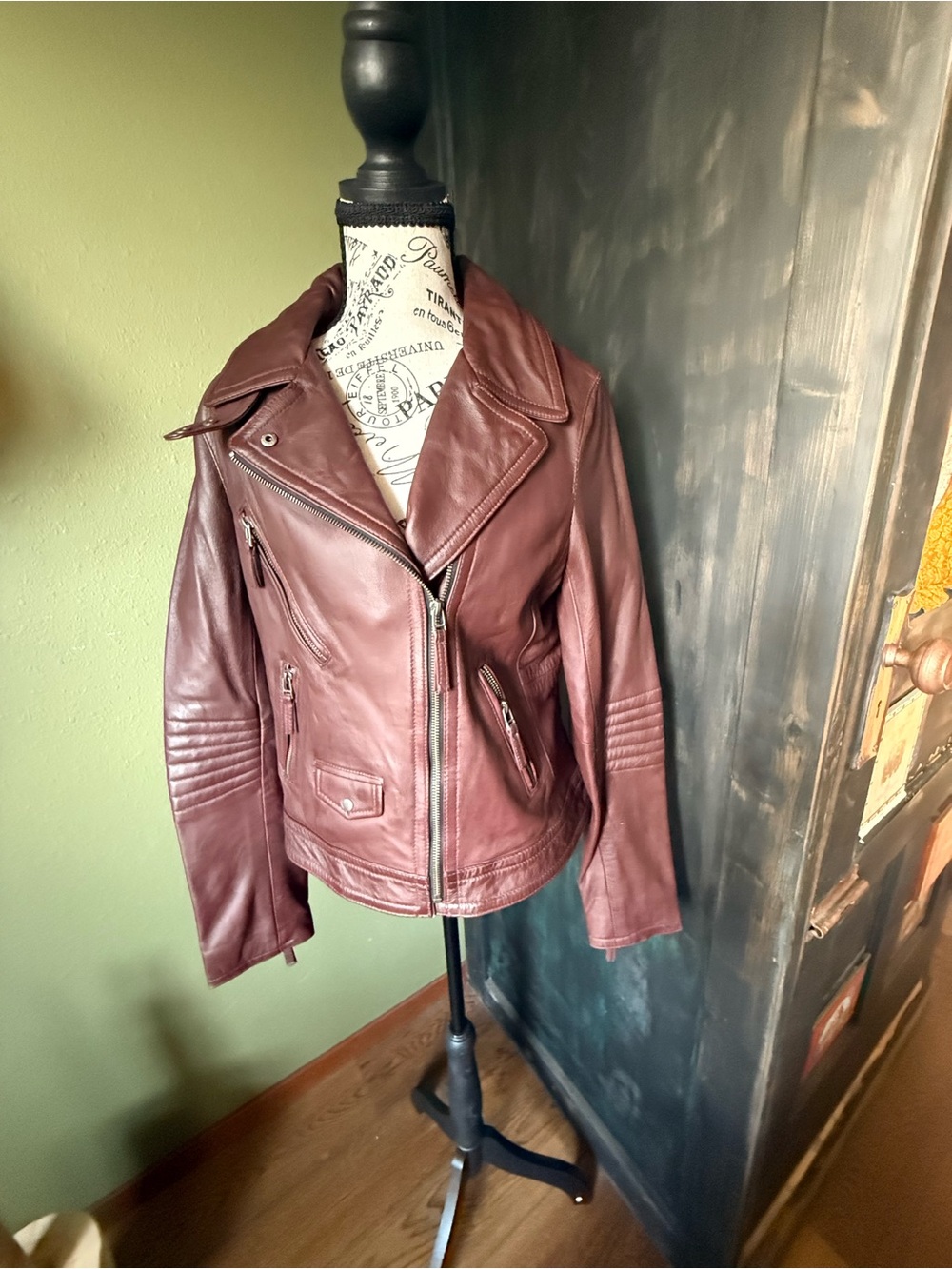 Women's Brown Leather Moto Jacket